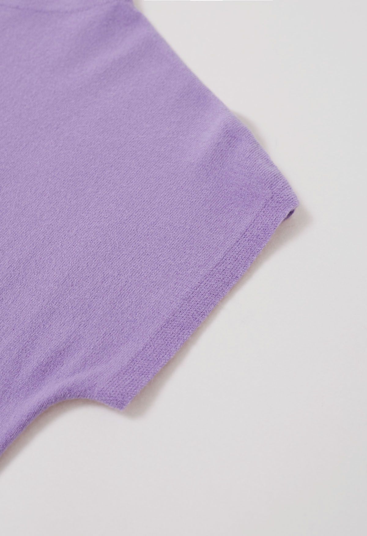 Haut en tricot à manches courtes de couleur unie en lilas