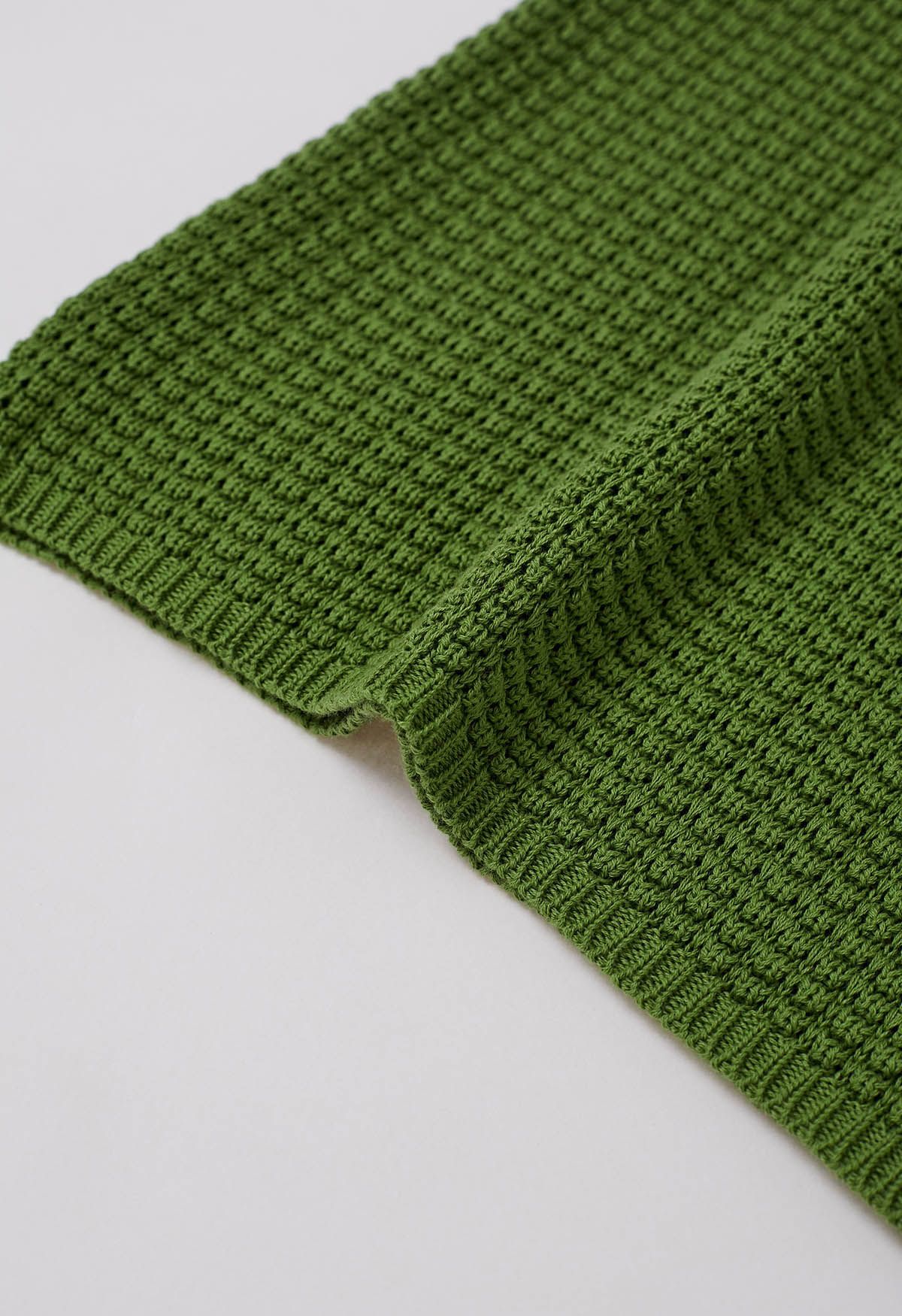 Haut sans manches en tricot ajouré de couleur unie en vert