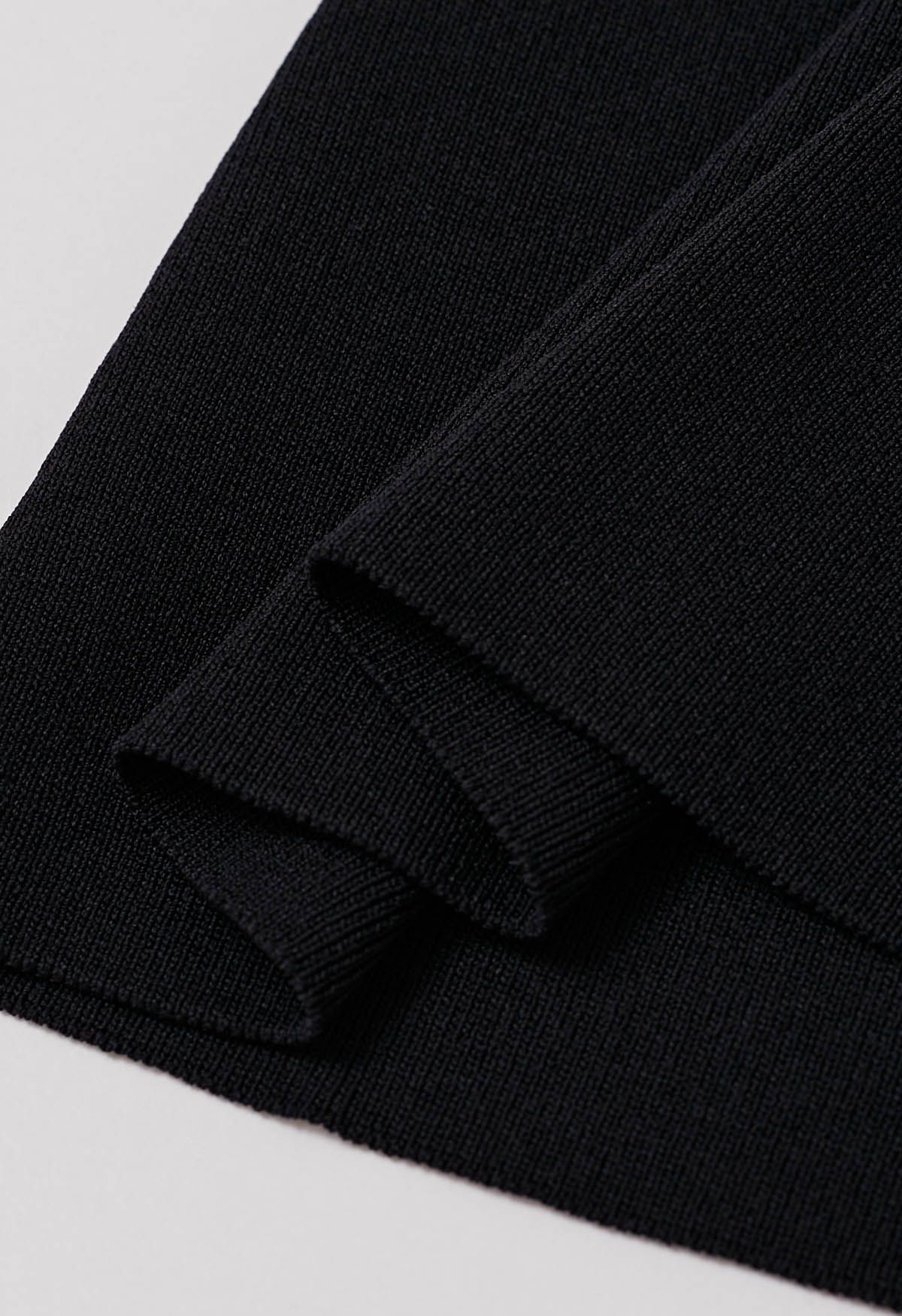 Haut en tricot sans manches à col carré avec ceinture en noir