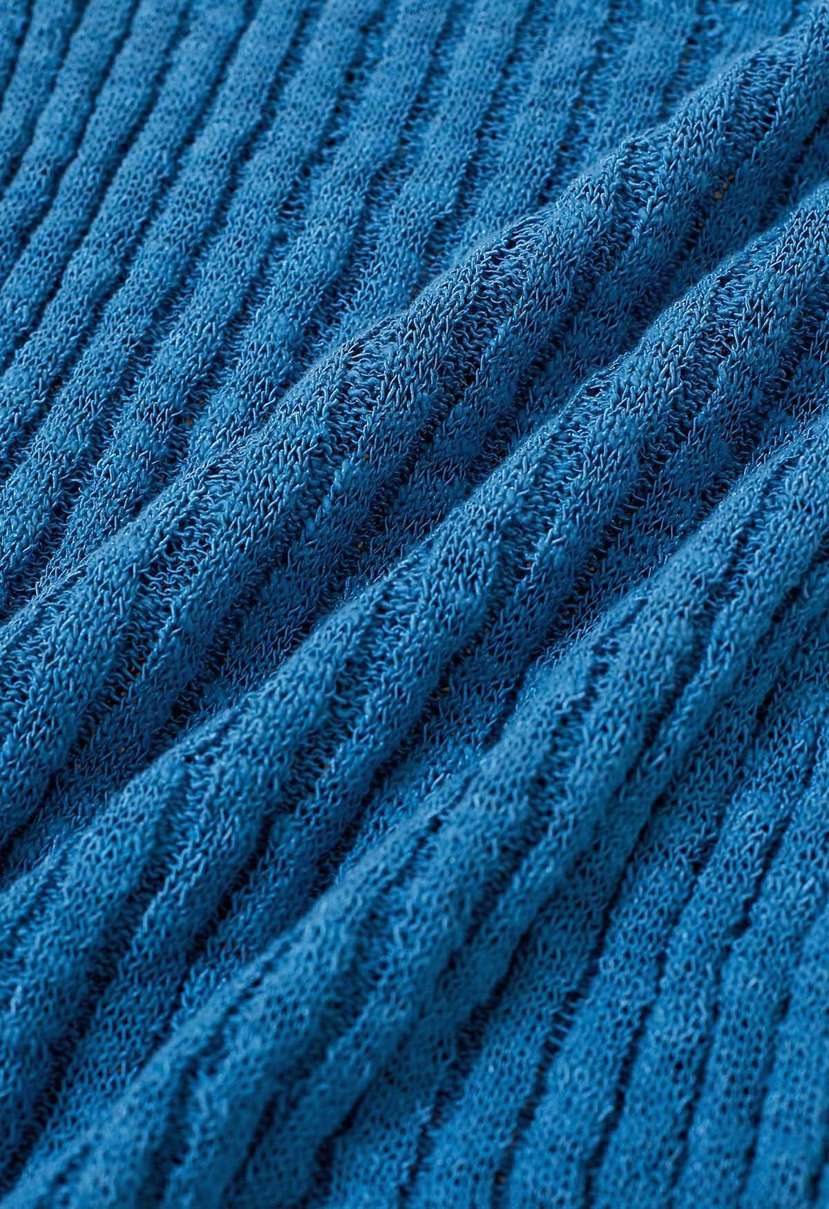 Haut basique en coton à mancherons en bleu