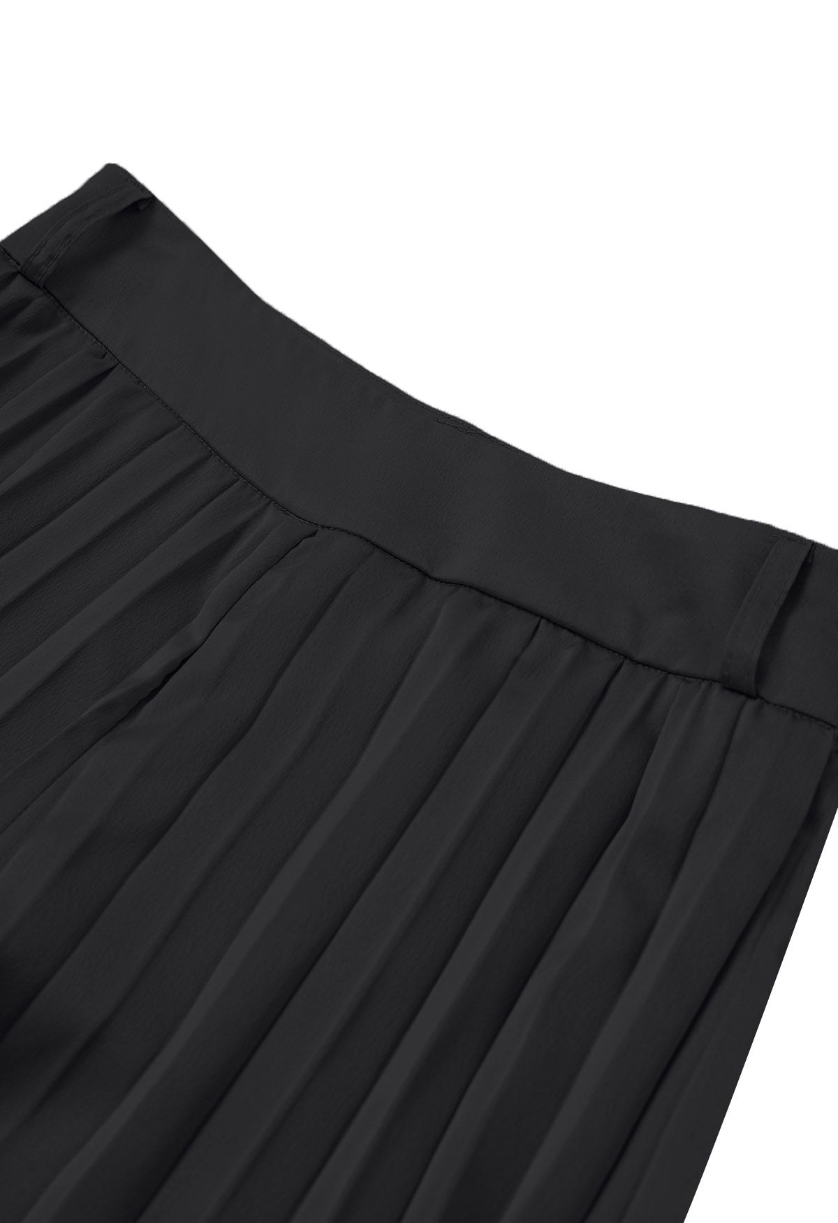 Pantalon large plissé avec ceinture à joint torique, noir
