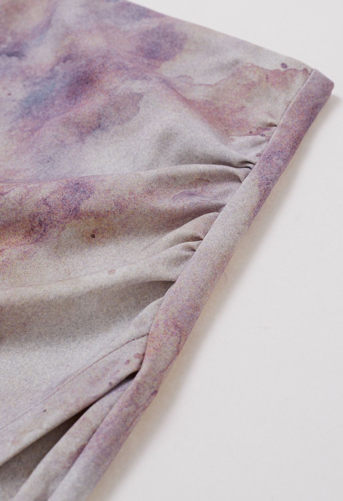 Jupe asymétrique fendue sur le devant tie-dye en lavande