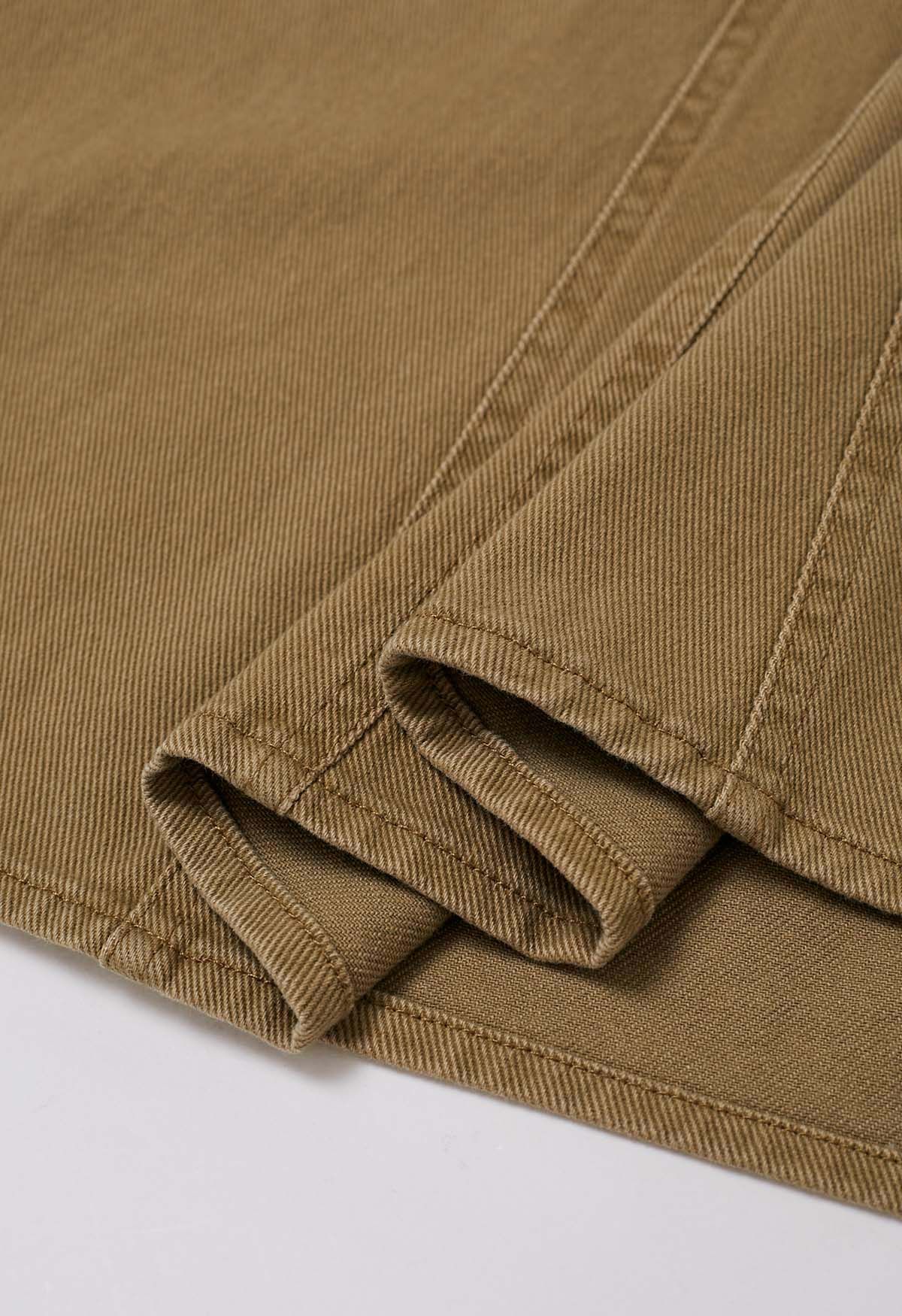 Jupe en jean avec poches latérales et coutures détaillées, beige