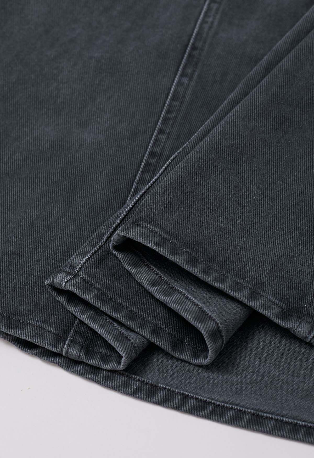 Jupe en jean avec poches latérales et coutures fumées