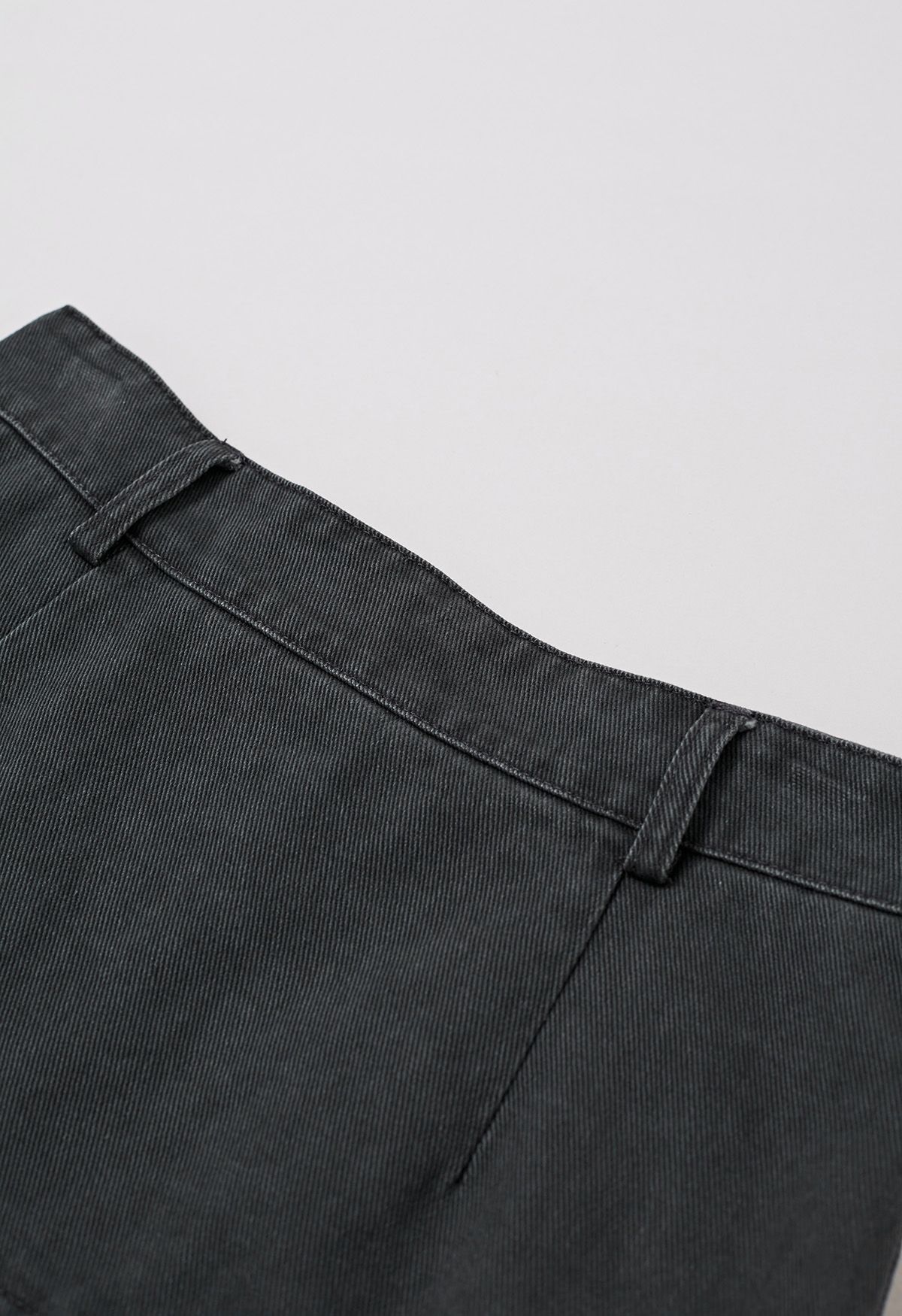 Mini-jupe évasée en jean au design distinctif, fumée