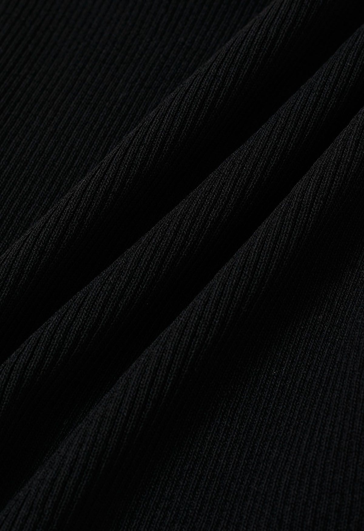 Haut en tricot sans manches à bords contrastés en noir