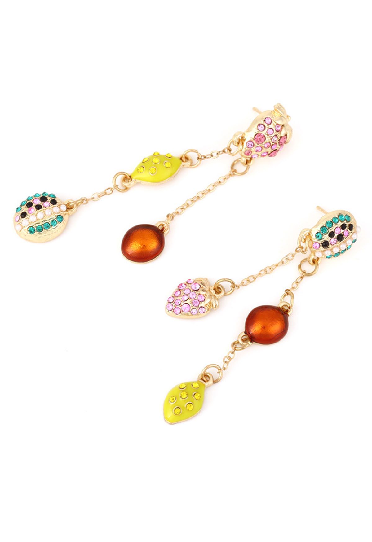Boucles d'oreilles pendantes fruits multicolores