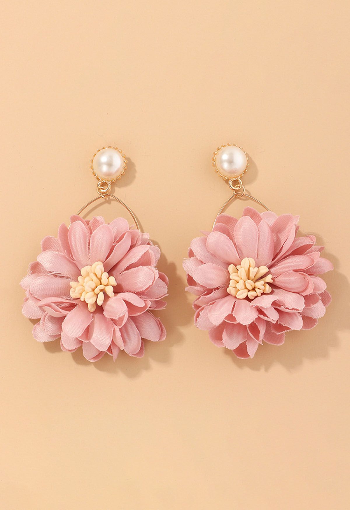 Boucles d'oreilles captivantes en perles de fleurs en rose