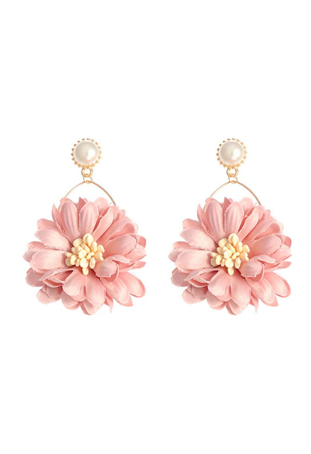 Boucles d'oreilles captivantes en perles de fleurs en rose