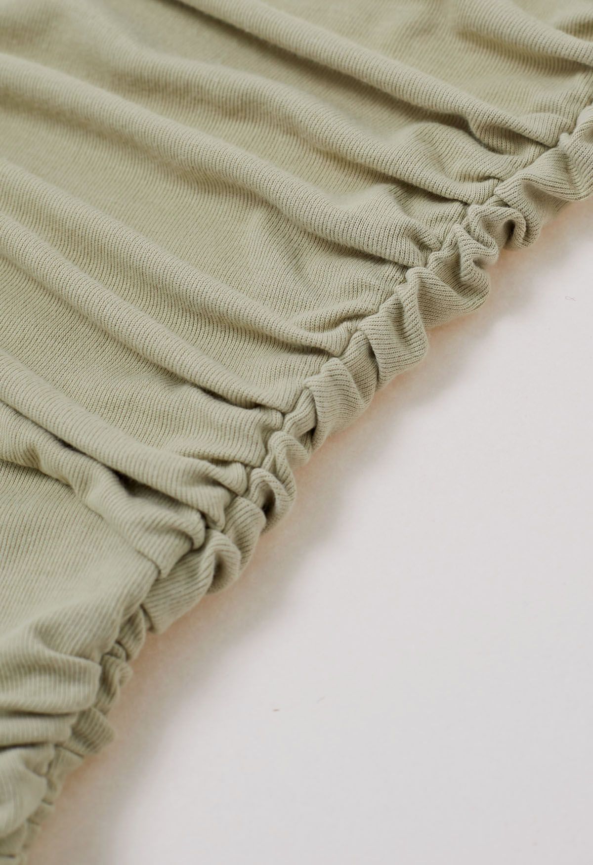 Robe en coton froncée sans manches sans effort en vert pois