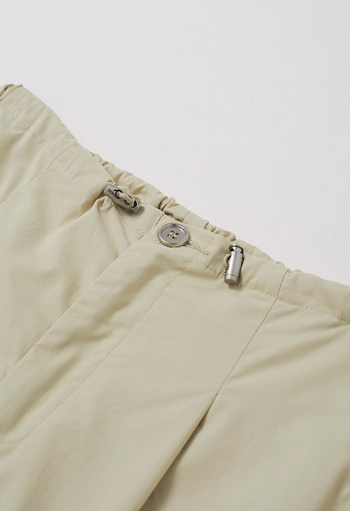 Pantalon large à taille avec cordon de serrage, coupe décontractée, kaki