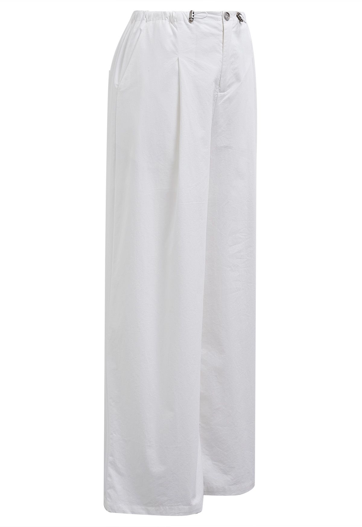 Pantalon large à taille avec cordon de serrage, coupe décontractée, blanc