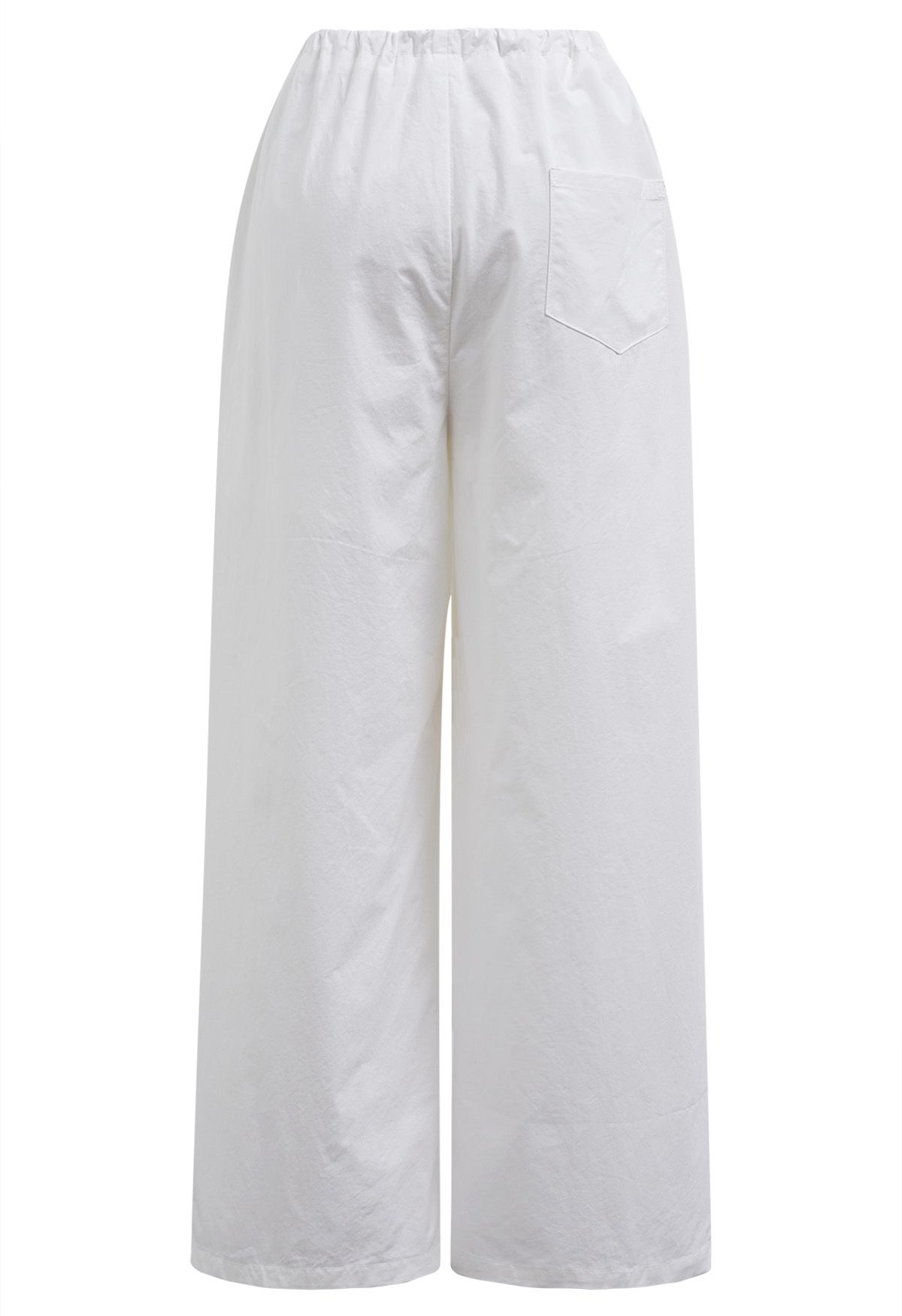 Pantalon large à taille avec cordon de serrage, coupe décontractée, blanc