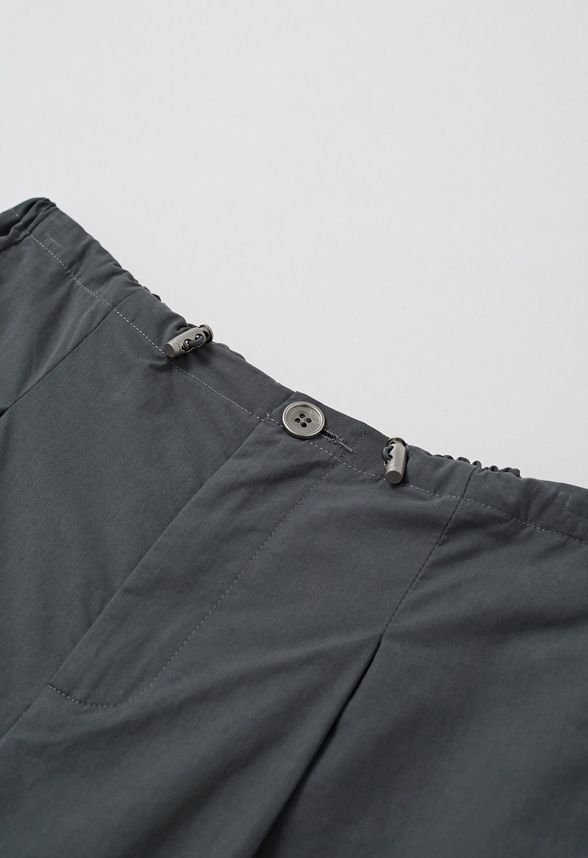 Pantalon large à taille avec cordon de serrage, coupe décontractée, fumée