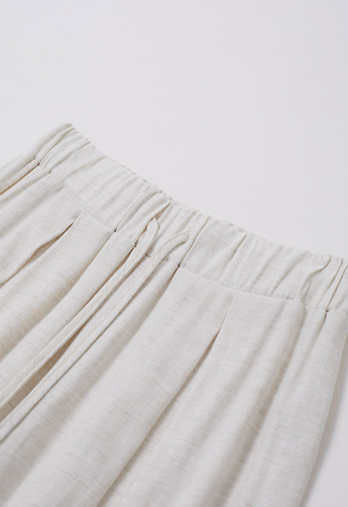 Pantalon plissé en mélange de lin de saison décontractée en lin