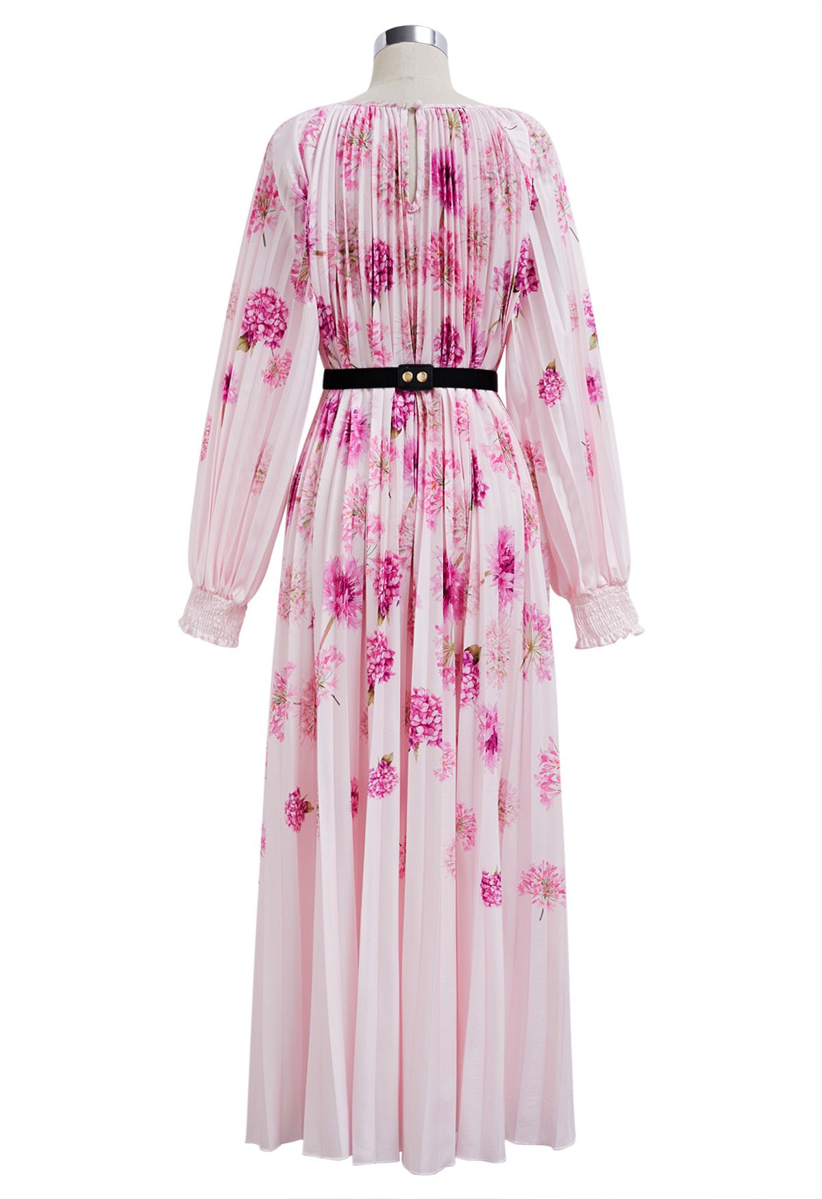 Blossoming Day - Robe longue plissée aquarelle en rose