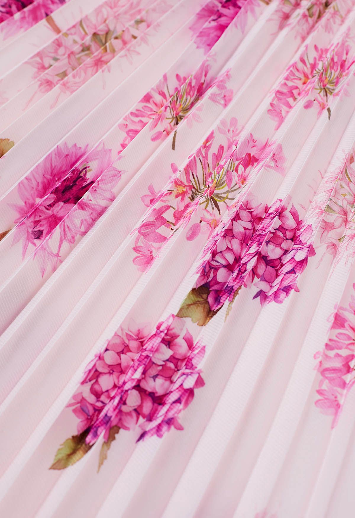 Blossoming Day - Robe longue plissée aquarelle en rose