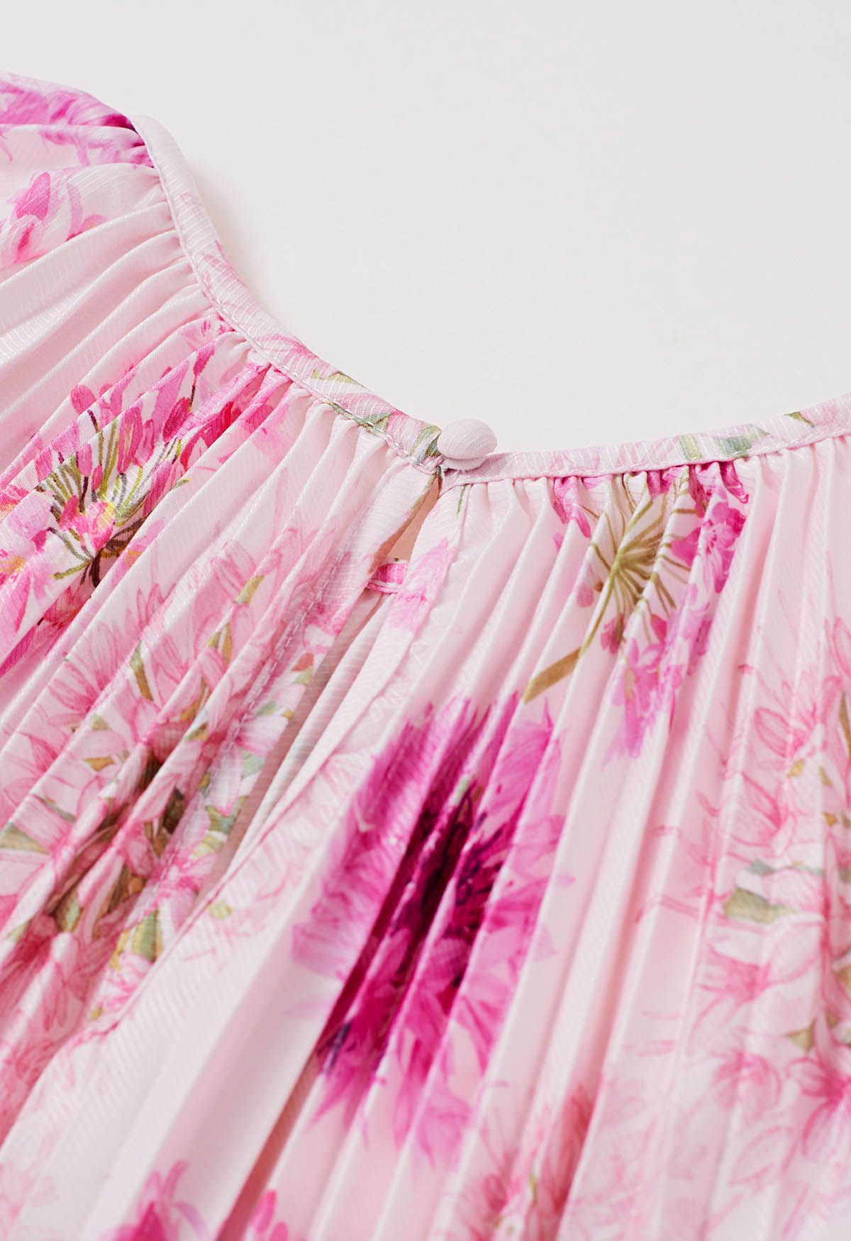 Blossoming Day - Robe longue plissée aquarelle en rose