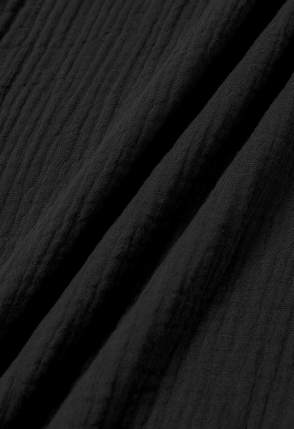 Pantalon léger à cordon de serrage en coton noir