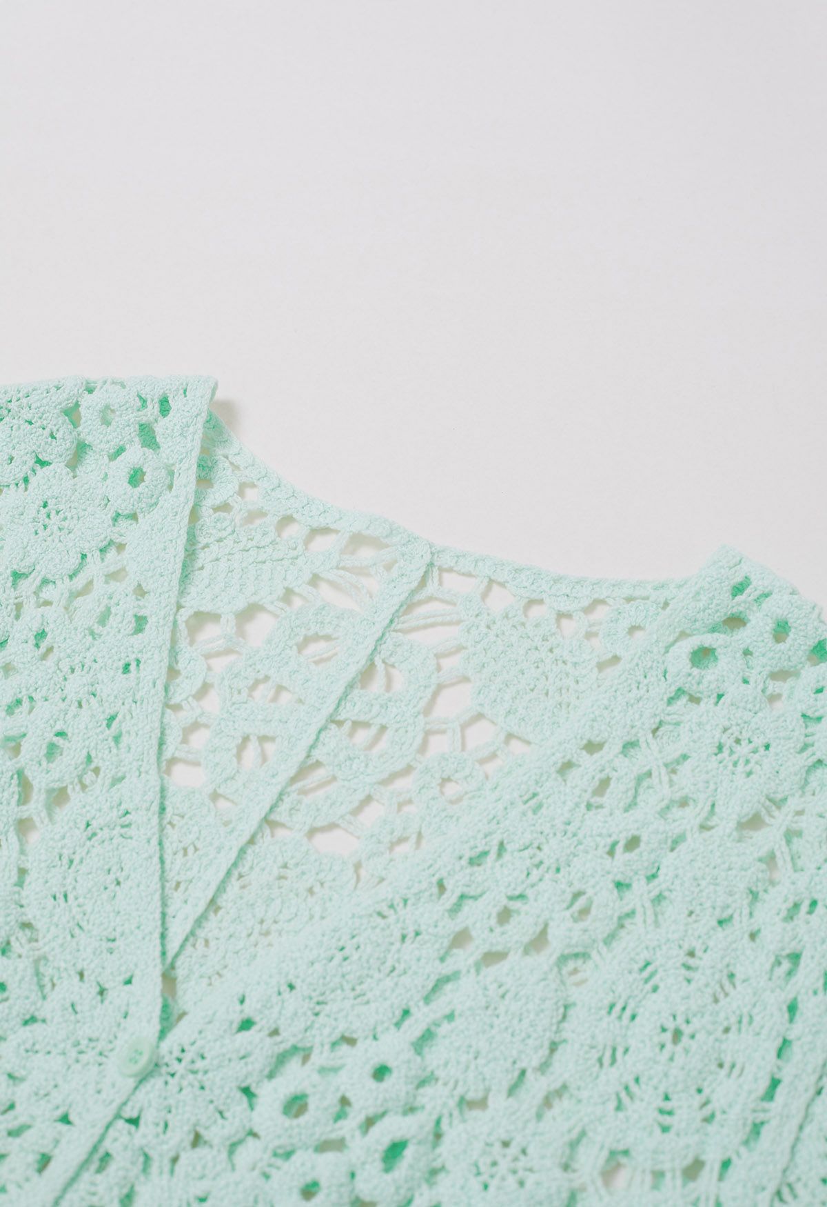 Cardigan au crochet Bohemian Flair en menthe