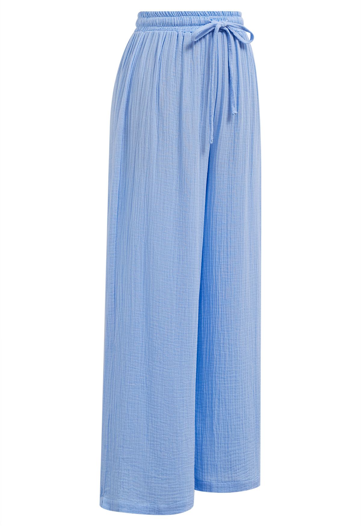Pantalon léger en coton avec cordon de serrage en bleu