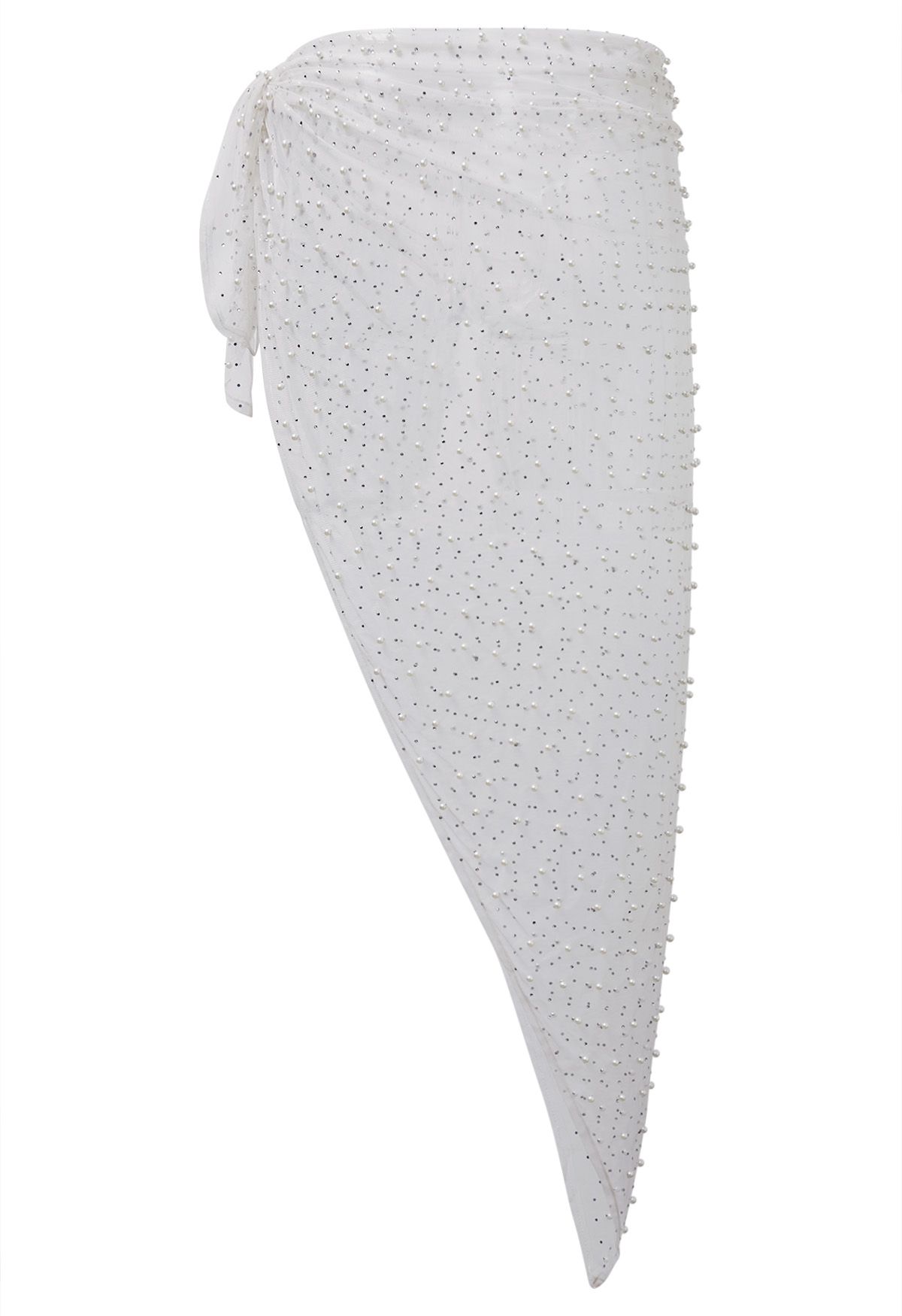 Sarong à nouer en maille perlée en blanc