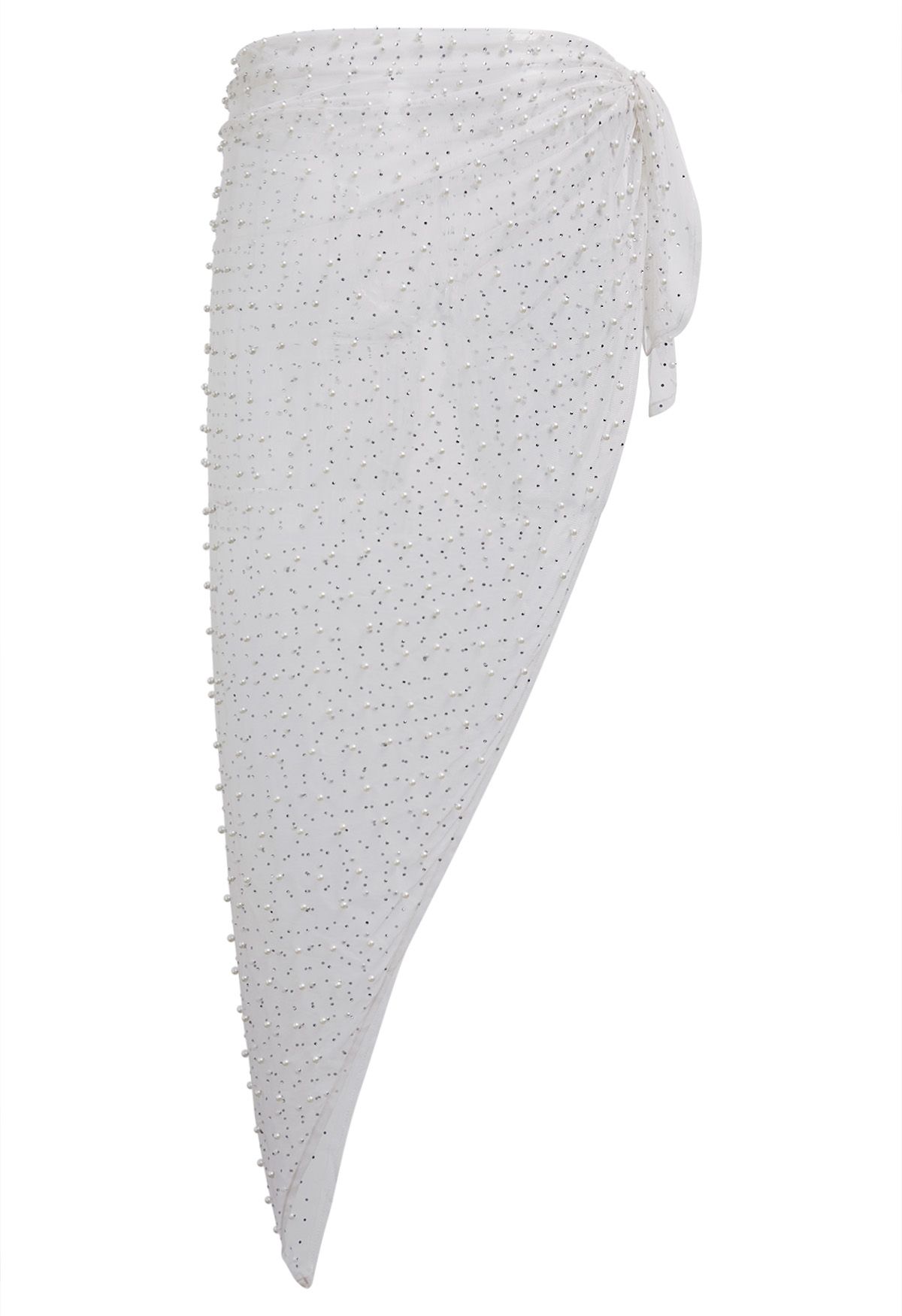 Sarong à nouer en maille perlée en blanc