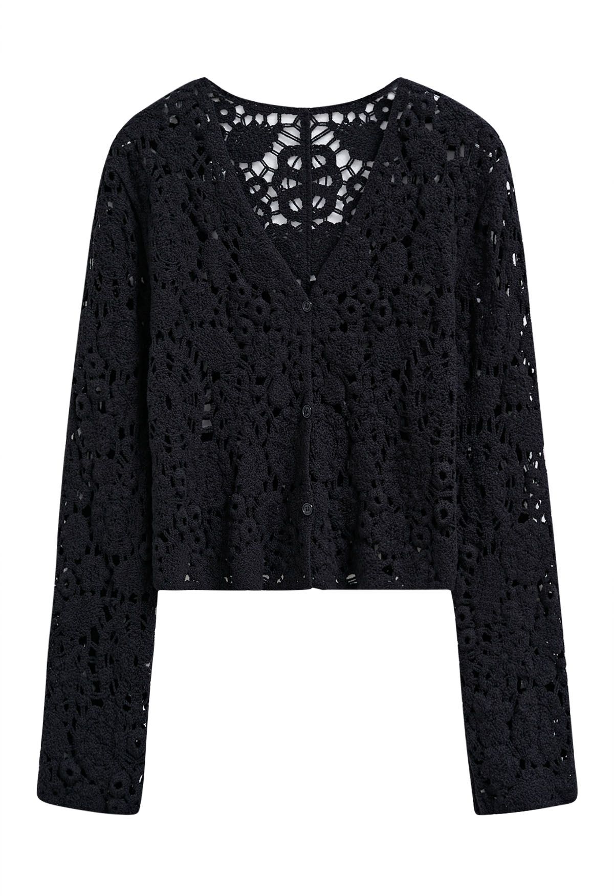 Cardigan au crochet Bohemian Flair en noir