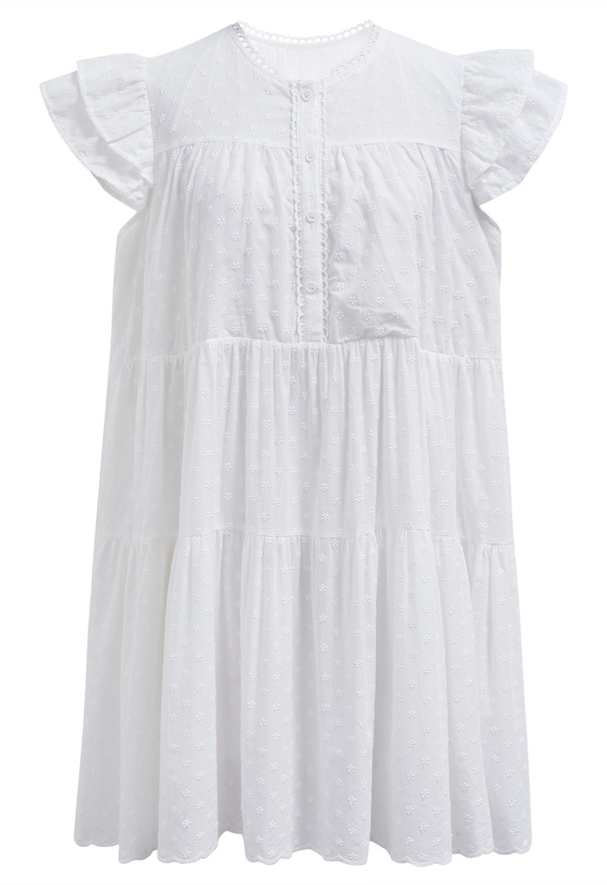 Mini-robe Dolly brodée Lovely Floret en blanc