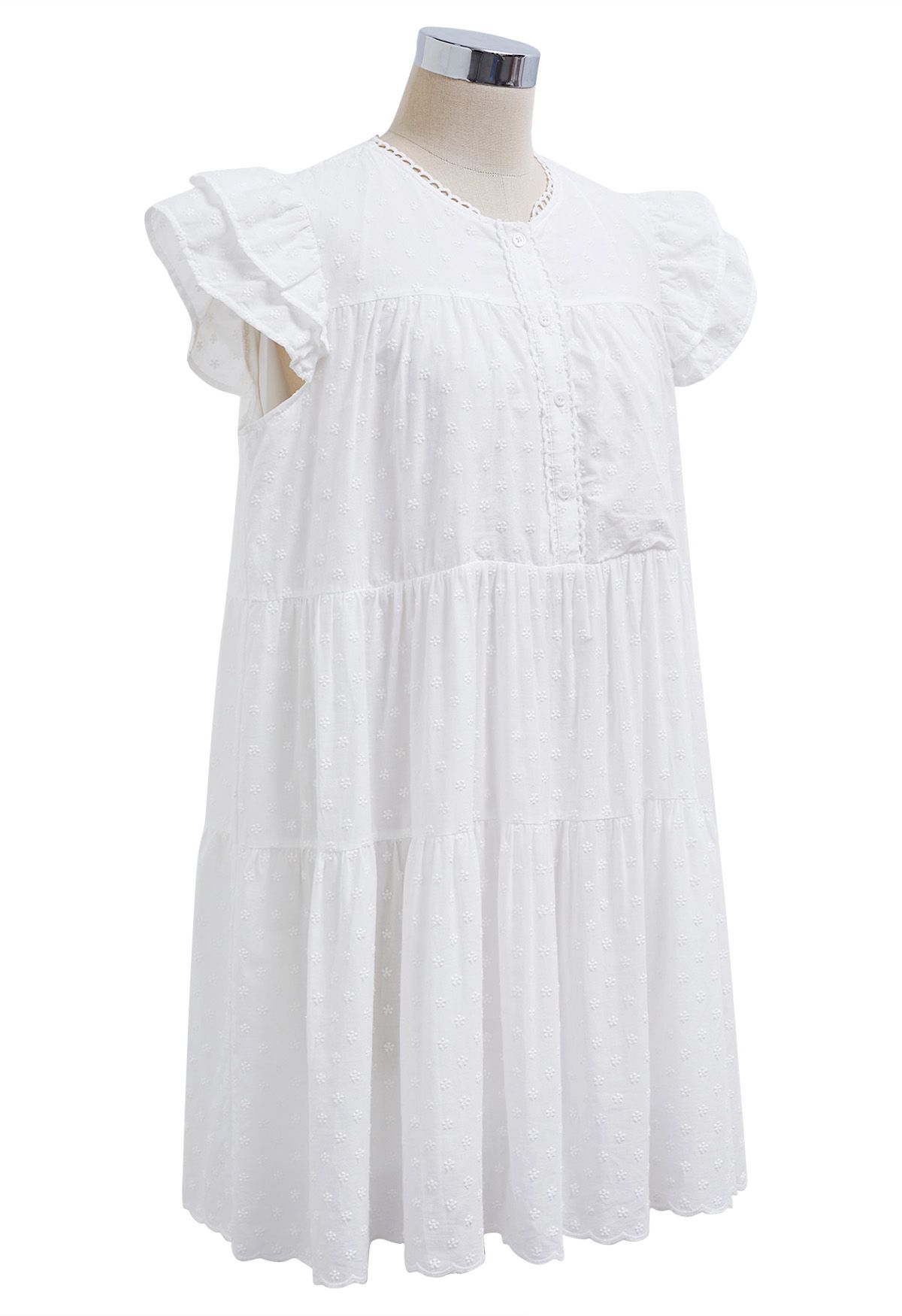 Mini-robe Dolly brodée Lovely Floret en blanc