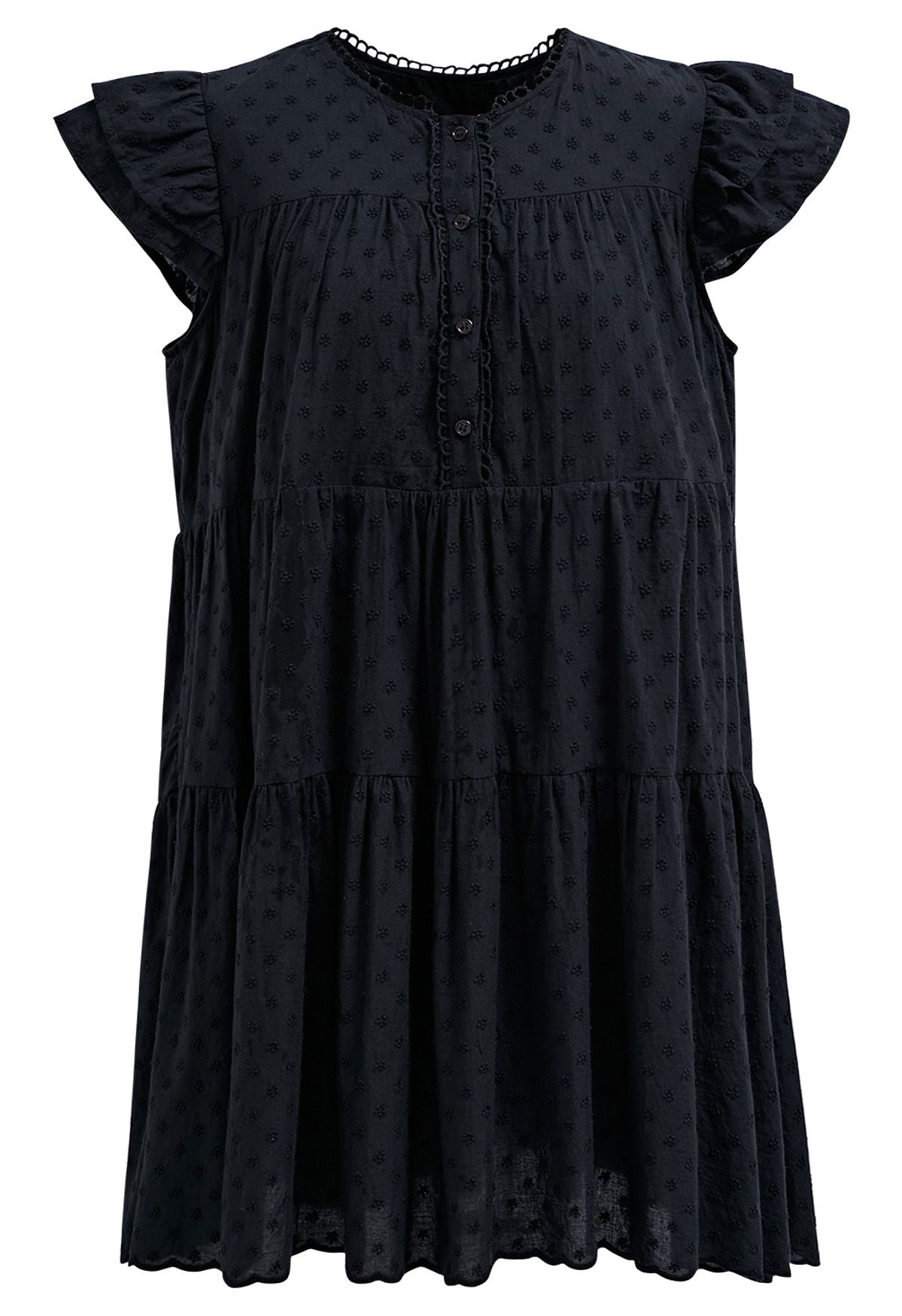 Mini-robe Dolly brodée Lovely Floret en noir