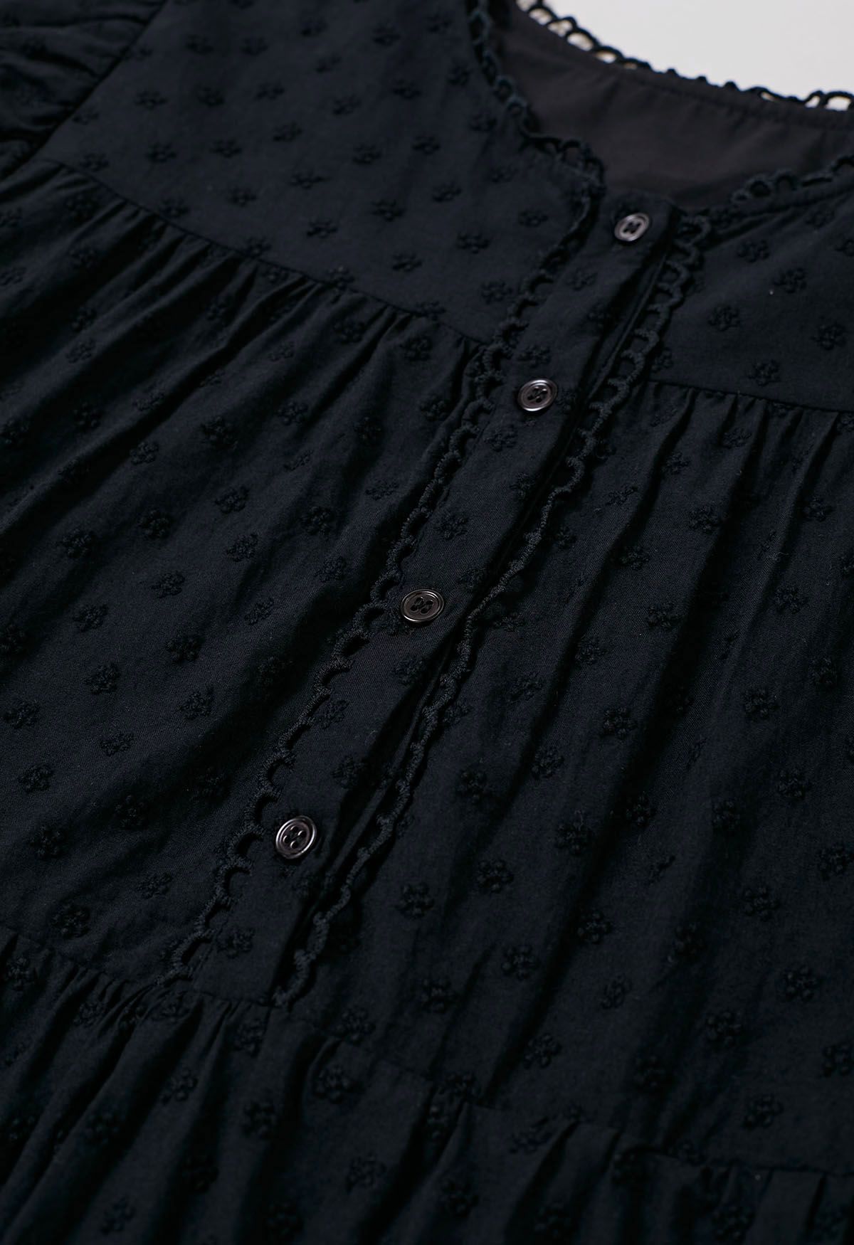 Mini-robe Dolly brodée Lovely Floret en noir