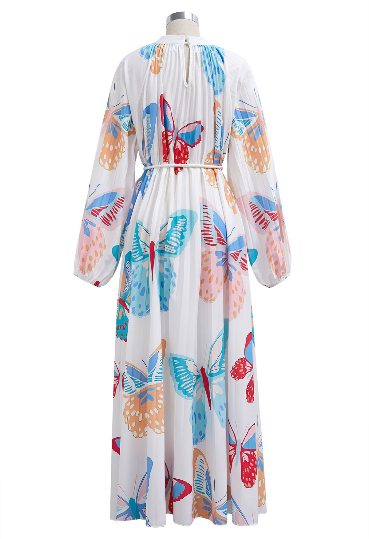 Robe longue plissée à découpes en accordéon papillon flottant