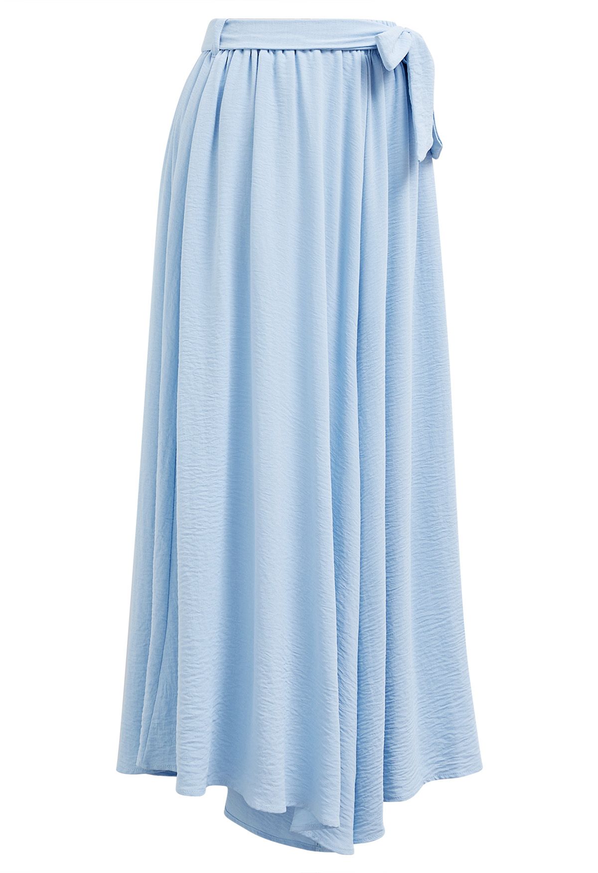 Pantalon court asymétrique Breezy à taille nouée en bleu