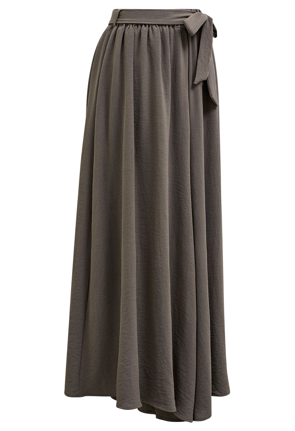 Pantalon court asymétrique Breezy à taille nouée en marron