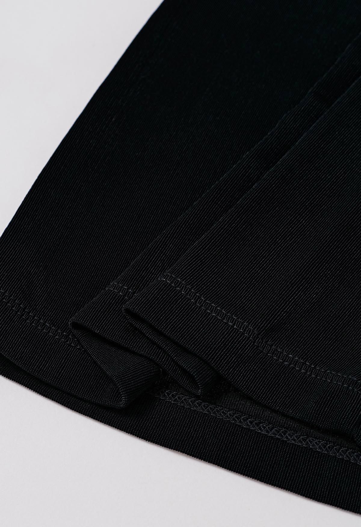 Pantalon coupe décontractée à ourlet évasé en noir