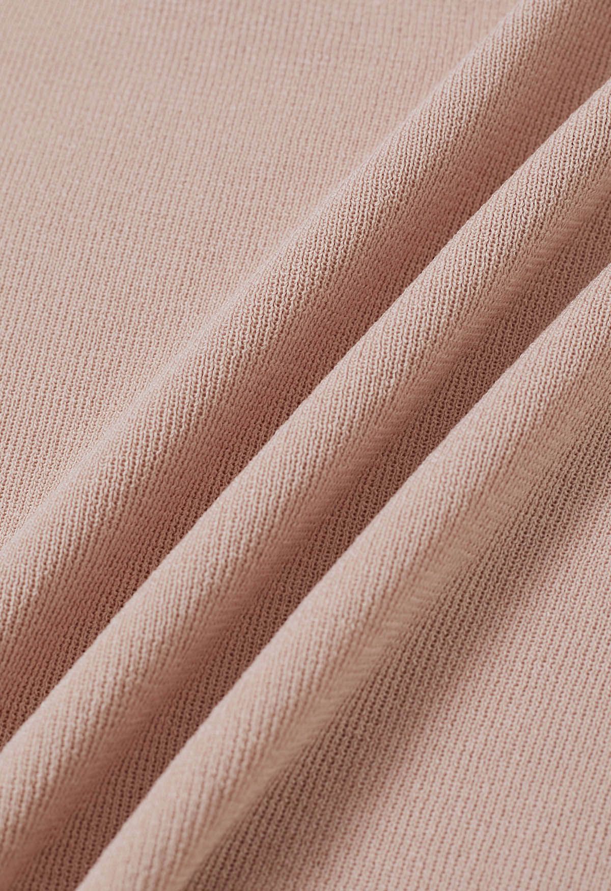 Haut en tricot extensible élégant à épaules nouées en rose