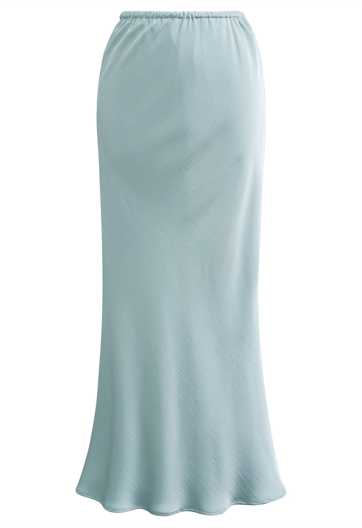 Jupe longue texturée en satin avec cordon de serrage, couleur menthe