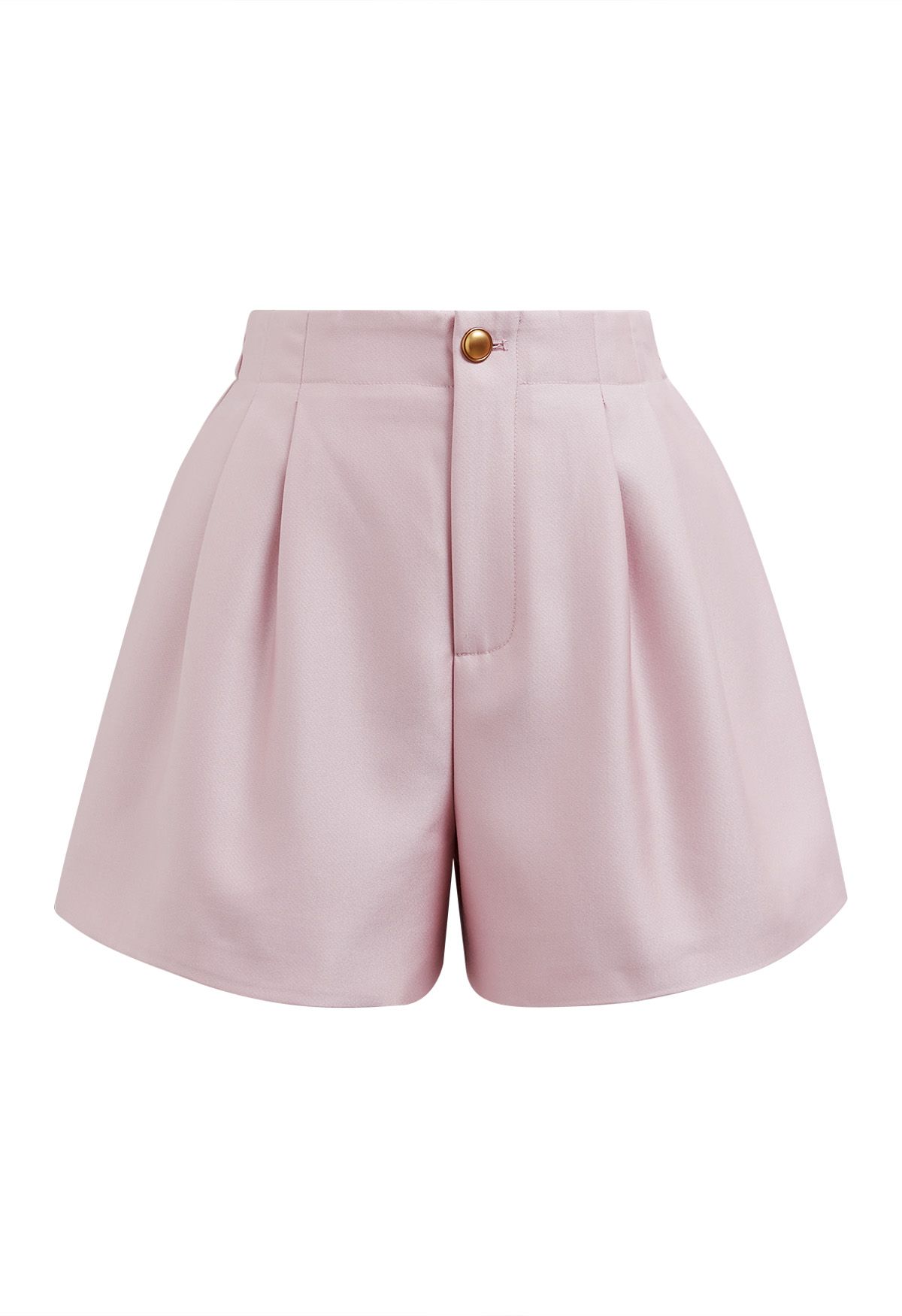 Short boutonné doré avec poche latérale en rose