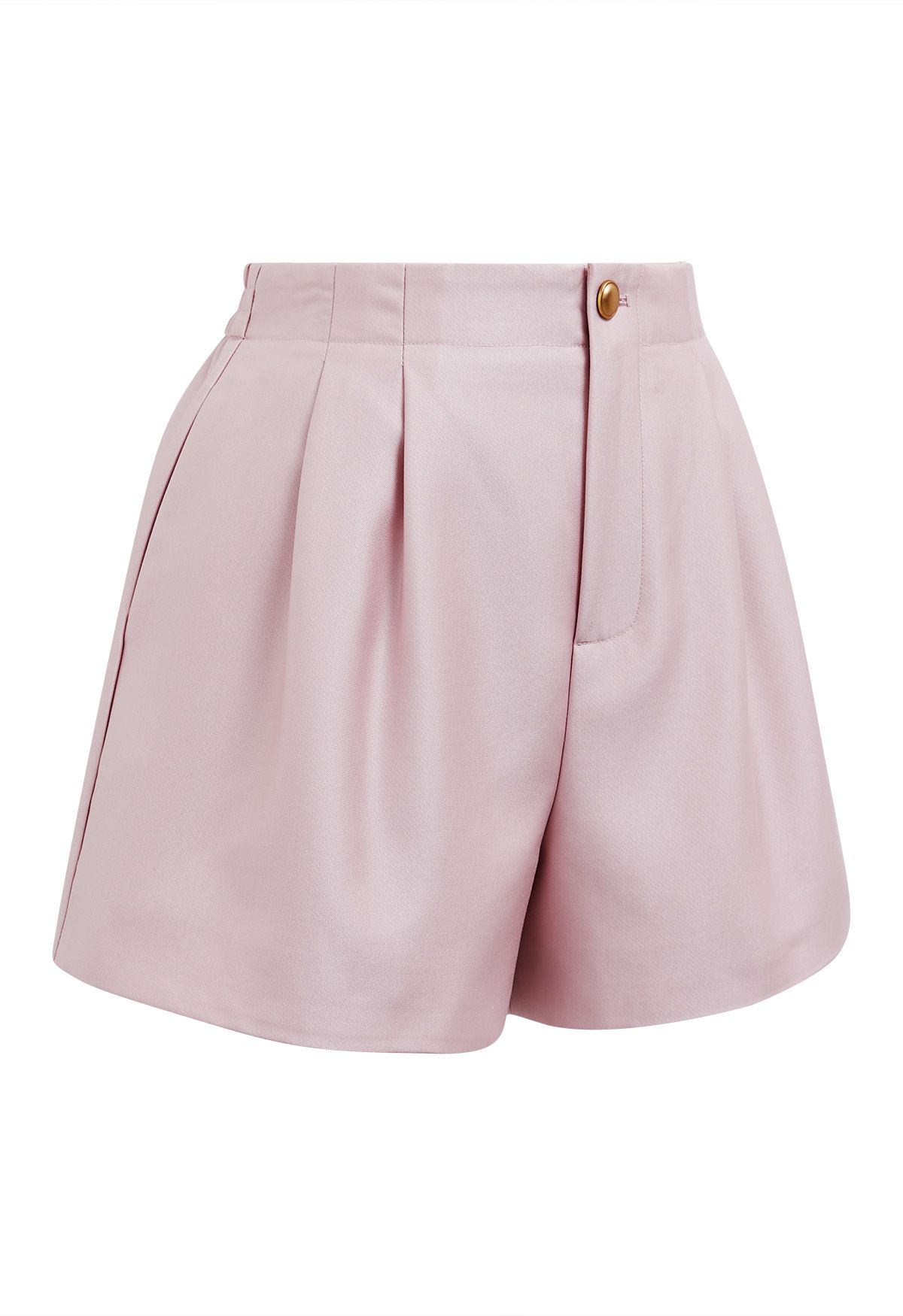 Short boutonné doré avec poche latérale en rose