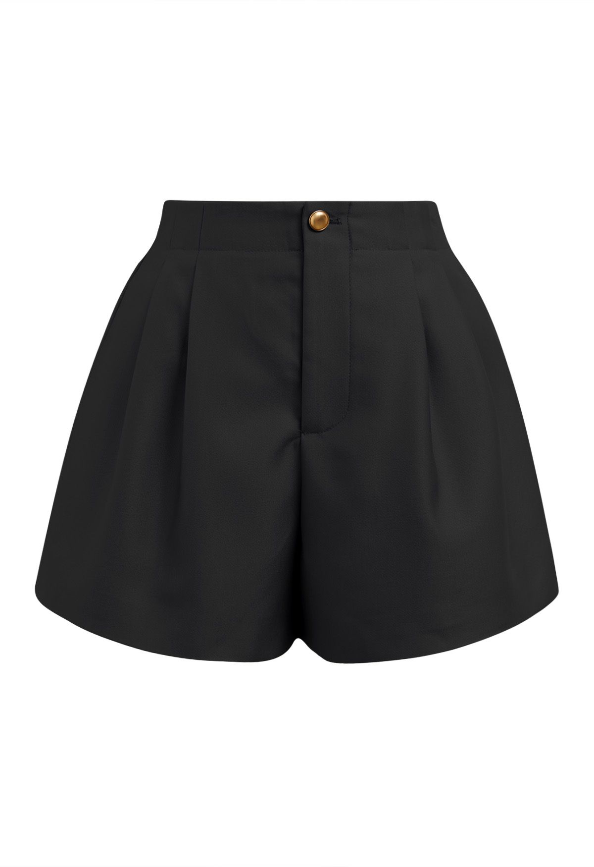 Short boutonné doré avec poche latérale en noir