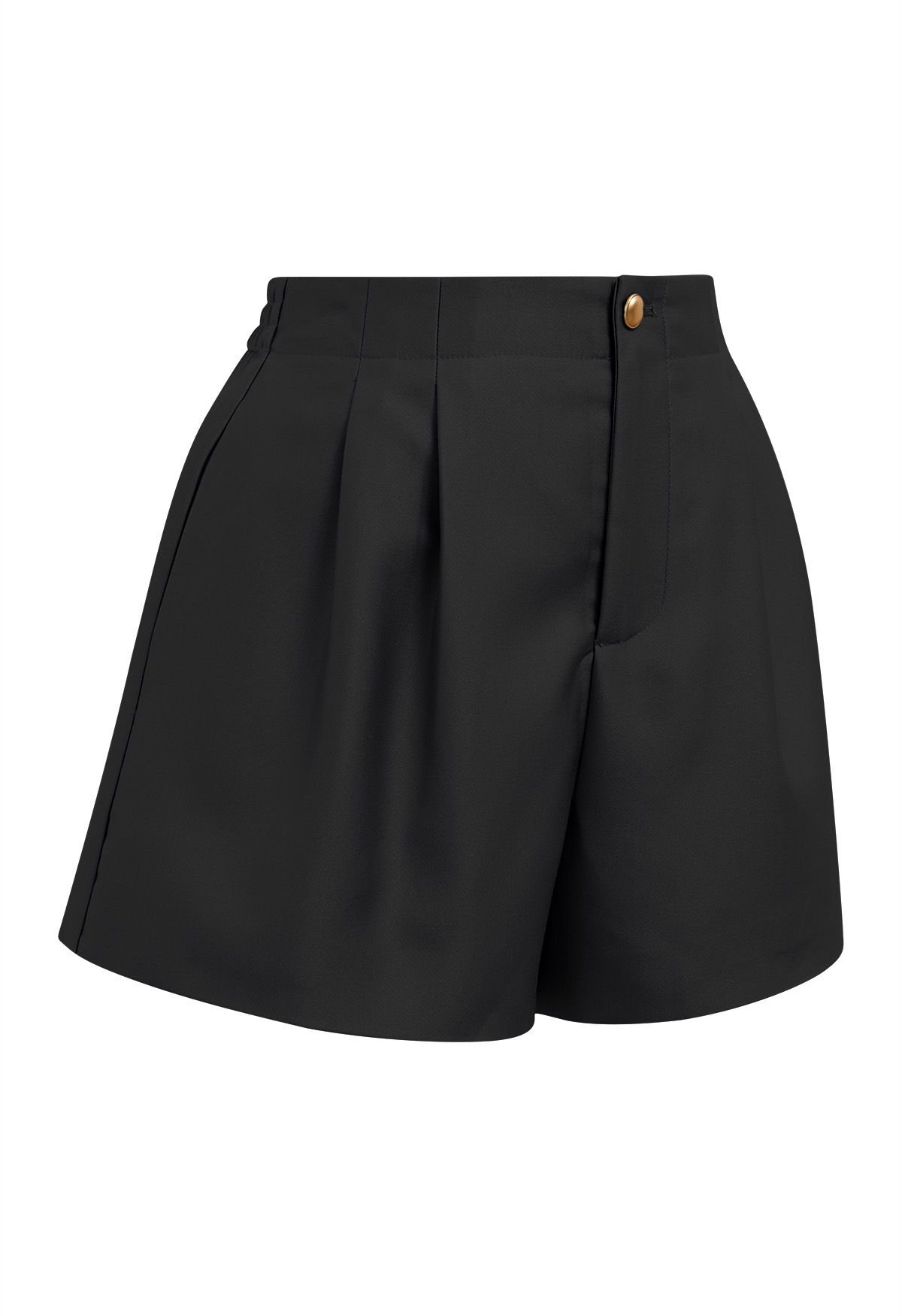 Short boutonné doré avec poche latérale en noir