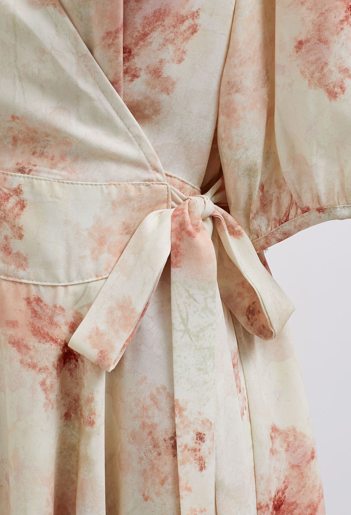 Mini-robe portefeuille fleurie corail aquarelle avec tour de cou