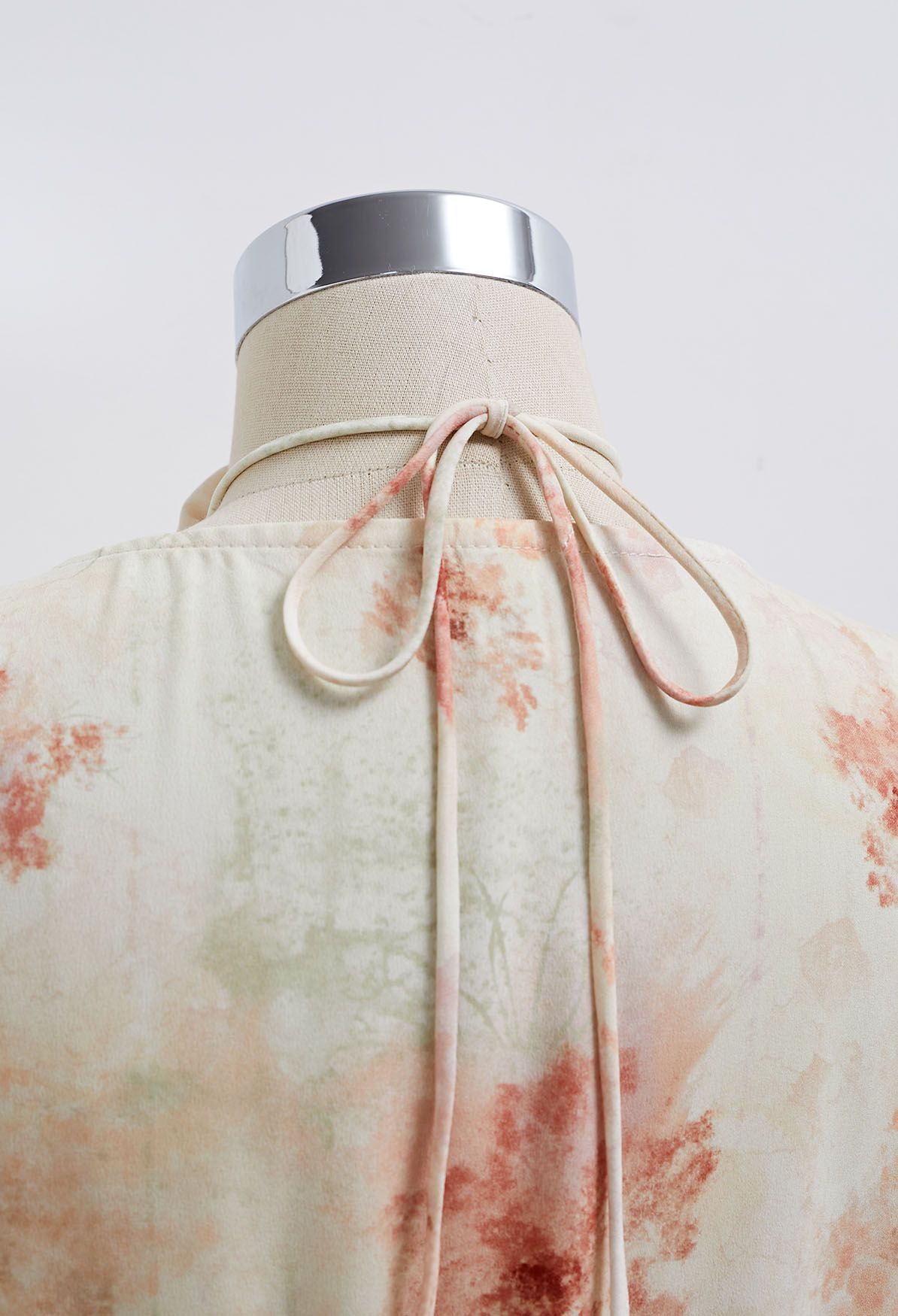 Mini-robe portefeuille fleurie corail aquarelle avec tour de cou