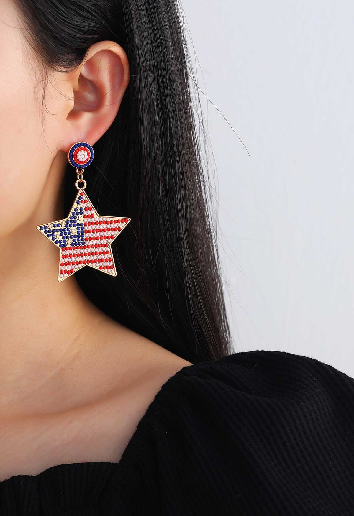 Boucles d'oreilles étoile drapeau américain