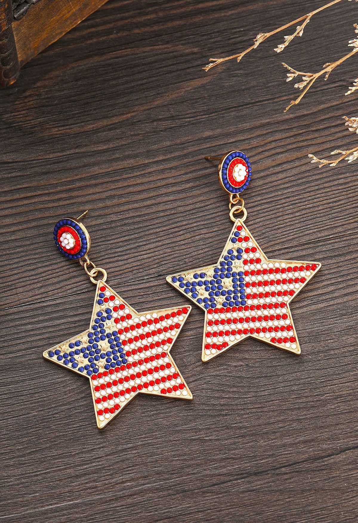 Boucles d'oreilles étoile drapeau américain