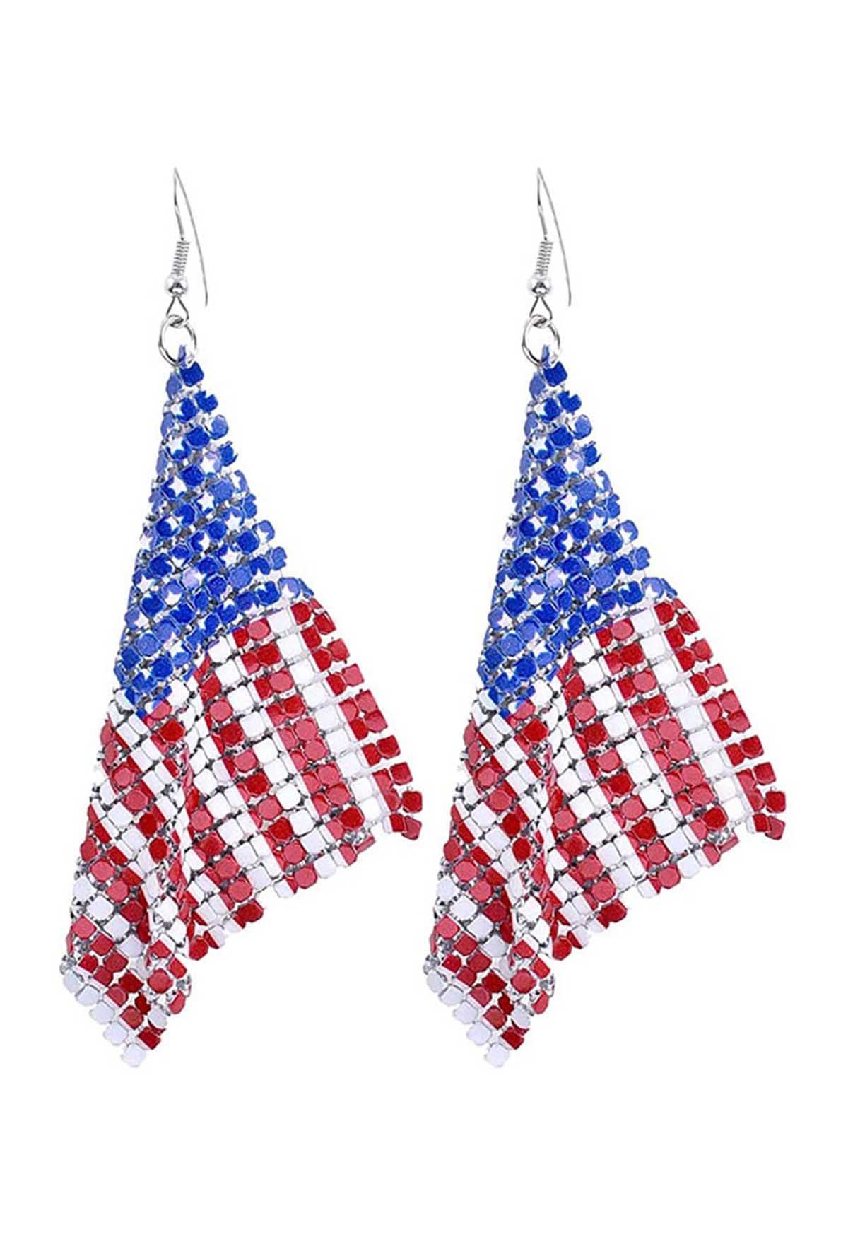 Boucles d'oreilles crochet drapeau américain