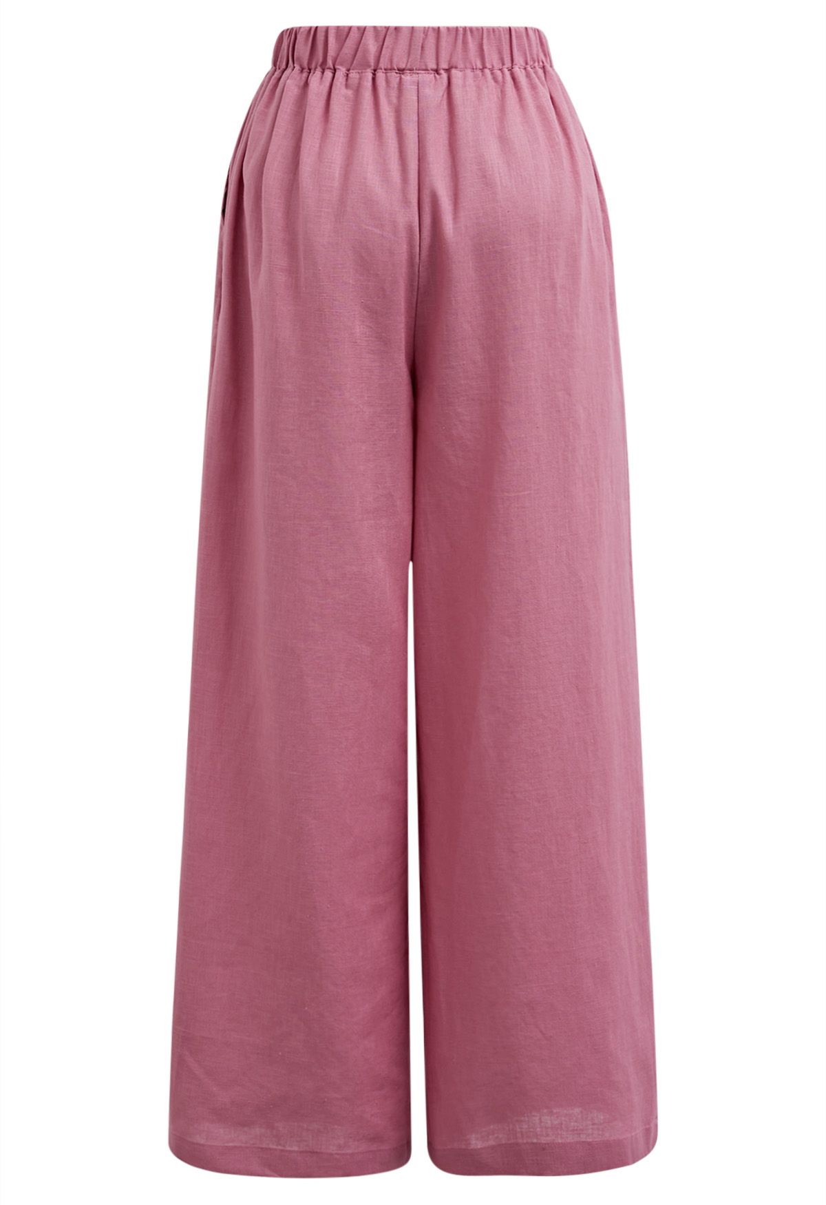 Pantalon large en lin mélangé avec poches latérales, rose