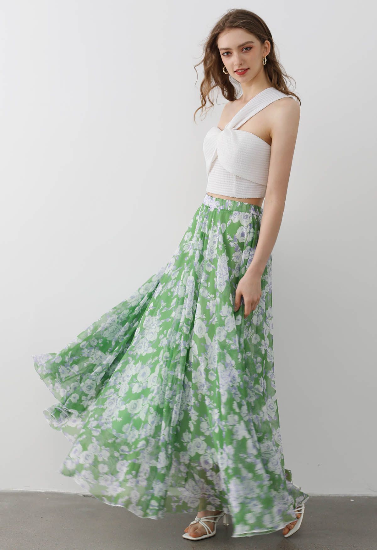 Jupe longue en mousseline Breezy Blooms