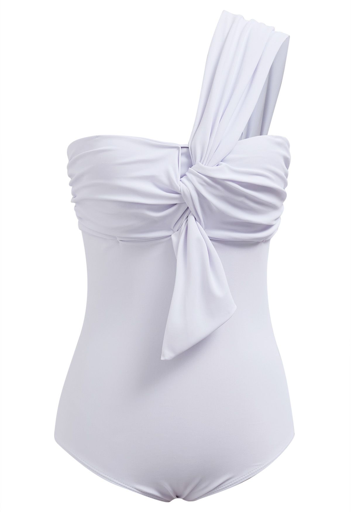 Maillot de bain une pièce asymétrique à une épaule Sweet Knot en blanc